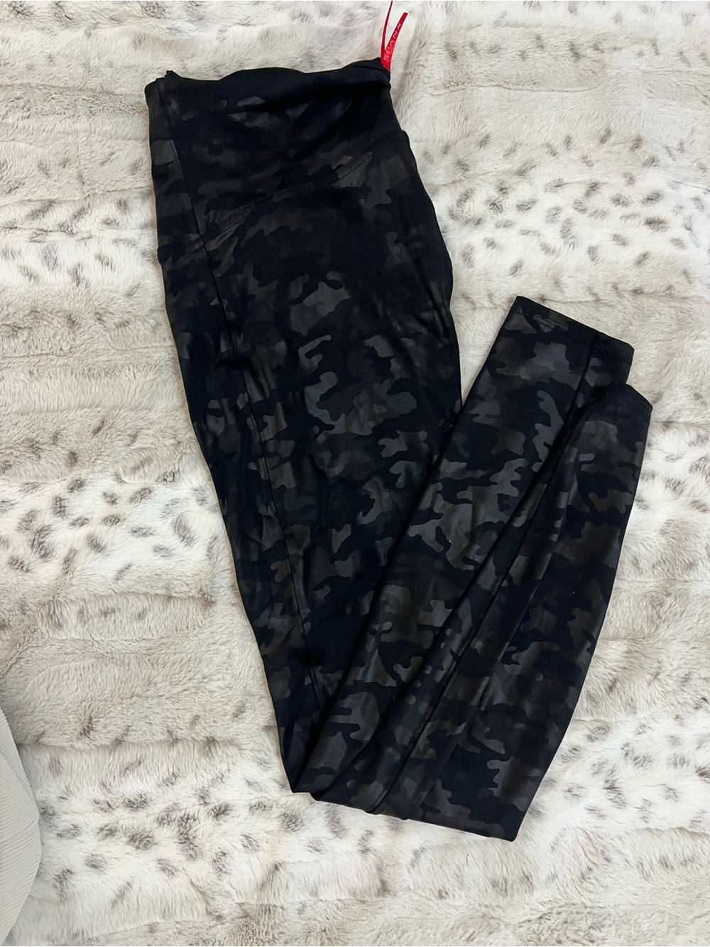 SPANX Black Camouflage Performance Leggings